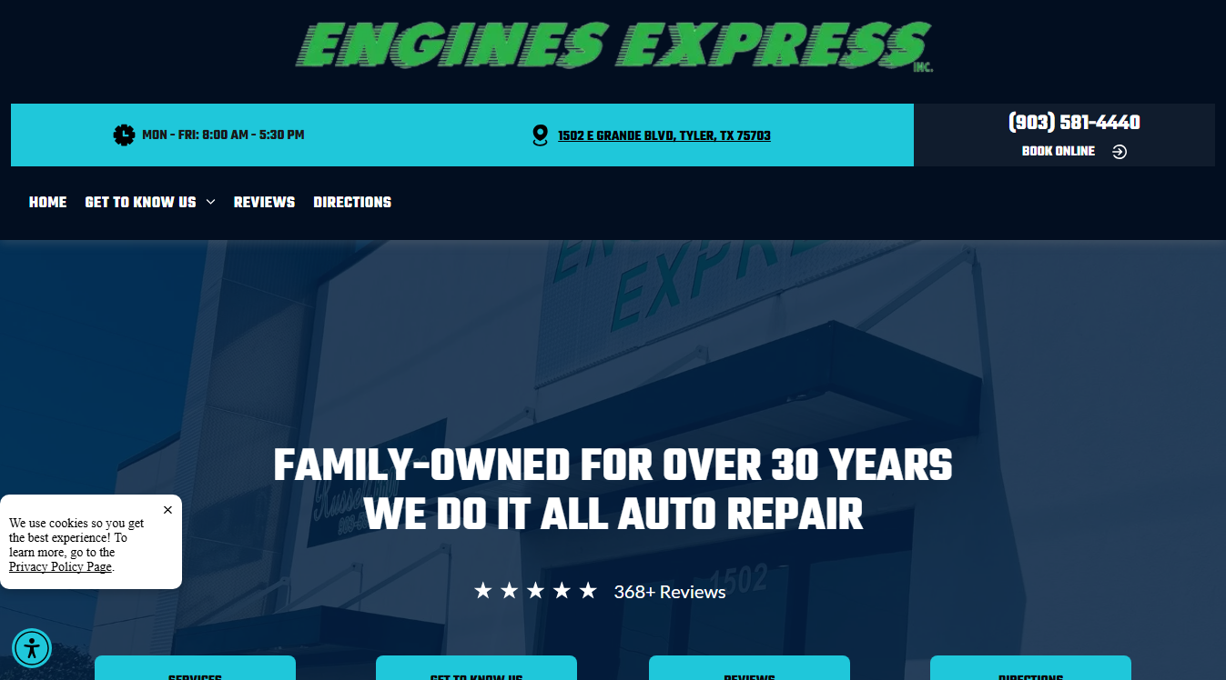 Website screenshot for Liberty Gas/One Stop Auto Center