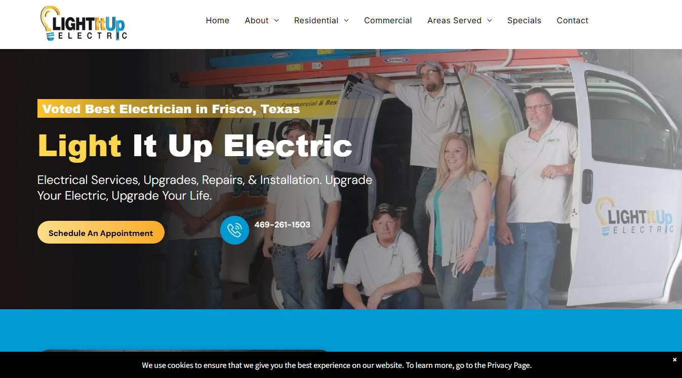 Website screenshot for Light It Up Electric