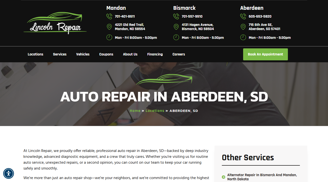 Screenshot of Lincoln Repair