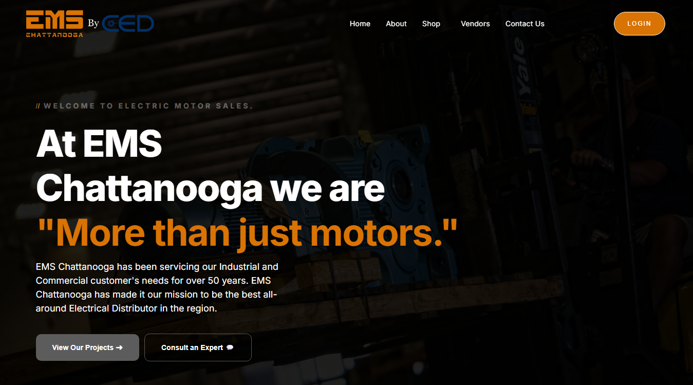 Website screenshot for M: 1023 Electric Motor Sales