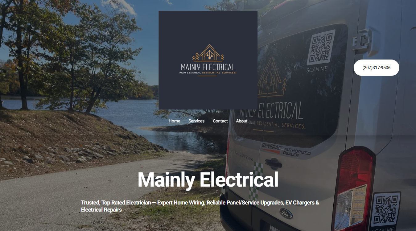 Website screenshot for Mainly Electrical