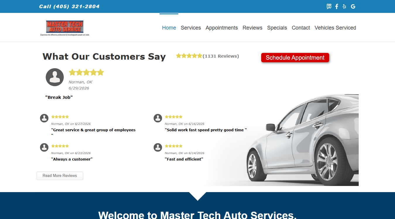 Screenshot of Master Tech Auto Services