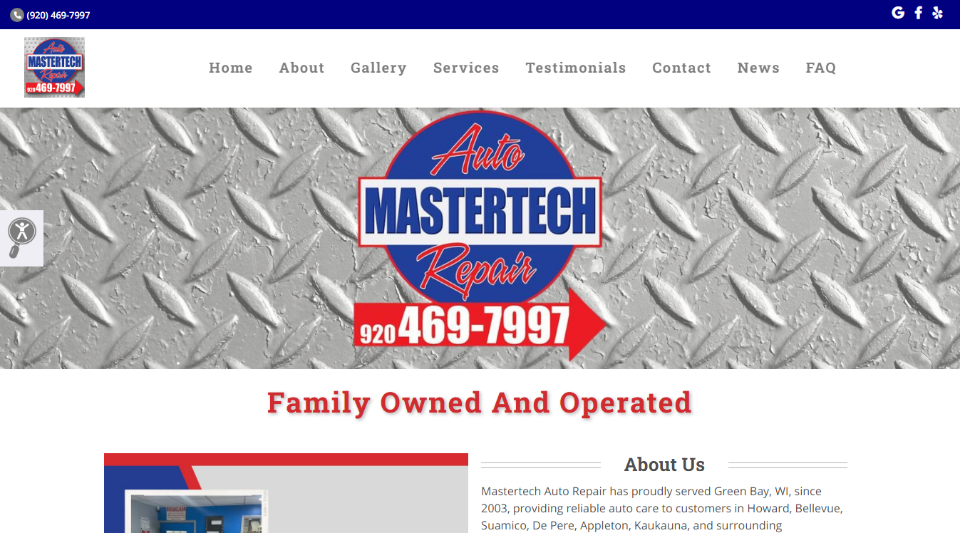 Website screenshot for Mastertech Auto Repair