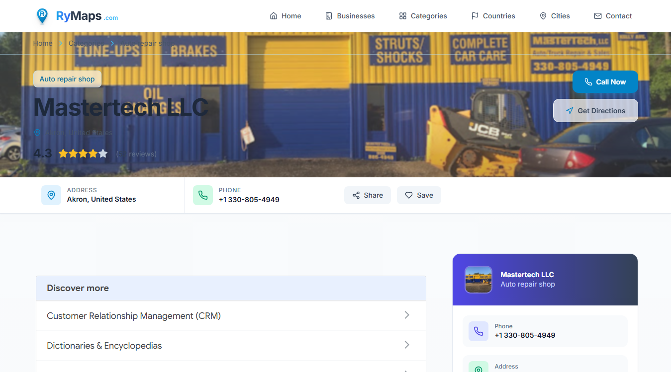 Website screenshot for Mastertech LLC