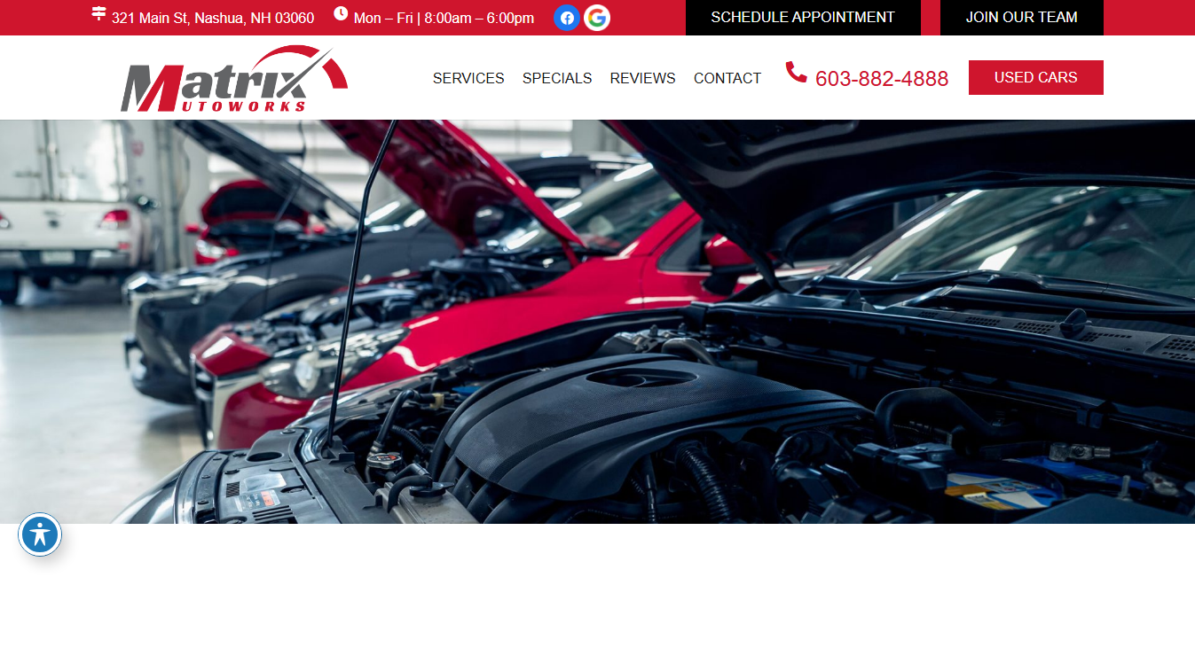 Website screenshot for Matrix Autoworks