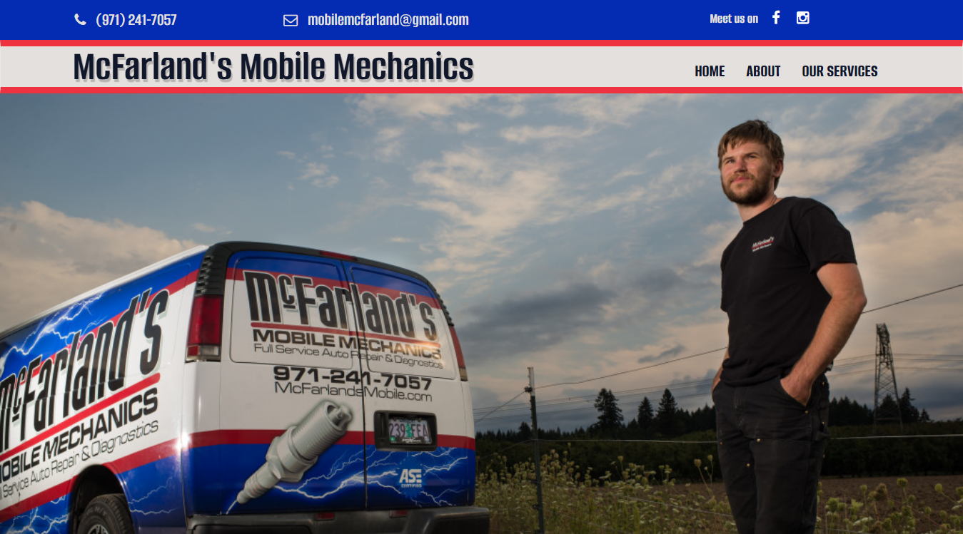 Screenshot of McFarland's Mobile Mechanics