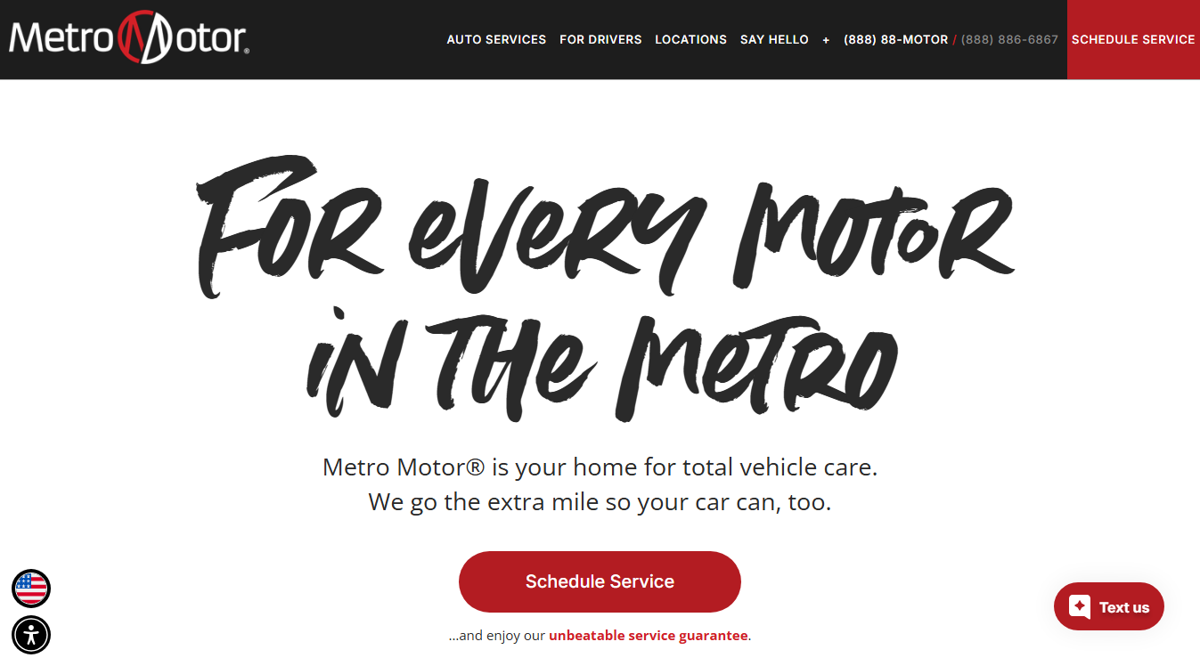 Website screenshot for Metro Motor