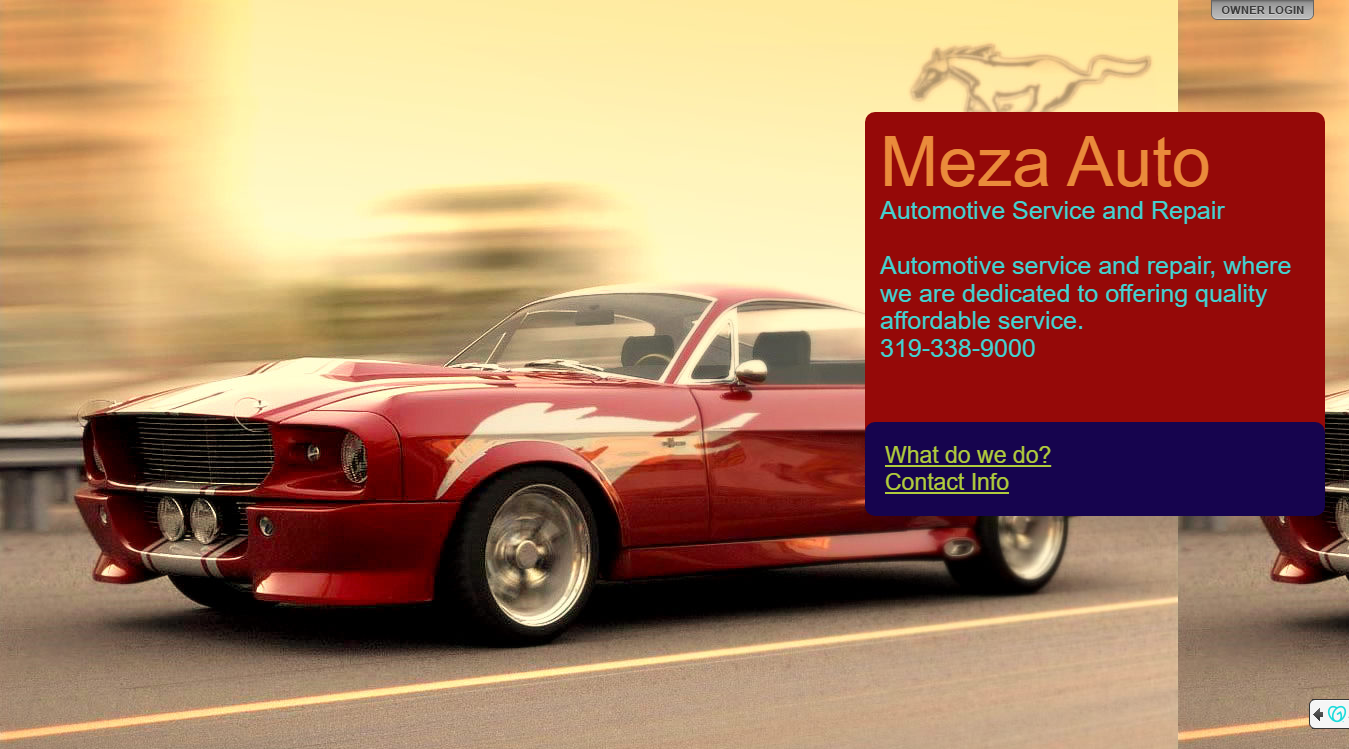Website screenshot for Meza Auto