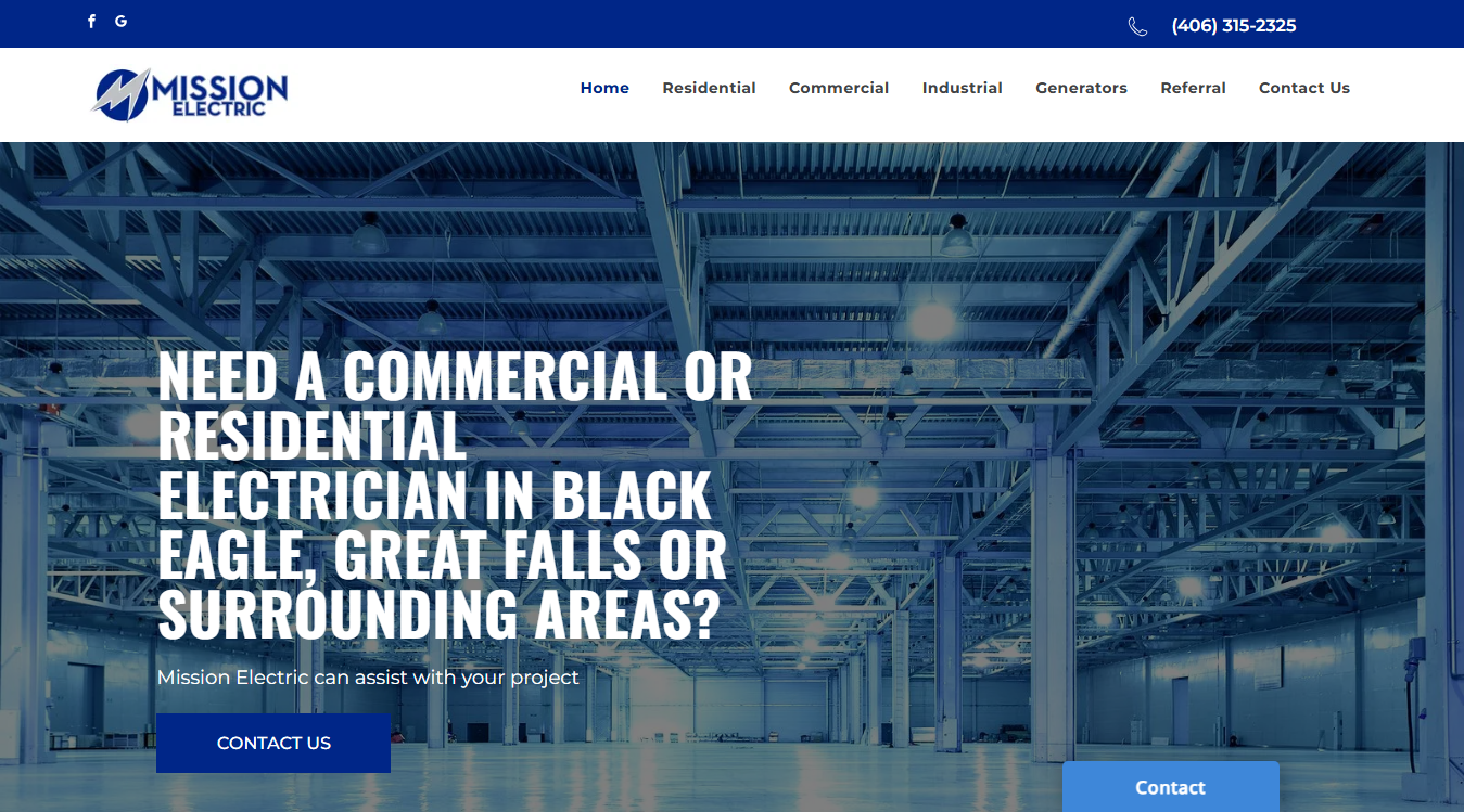 Website screenshot for MISSION ELECTRIC LLC