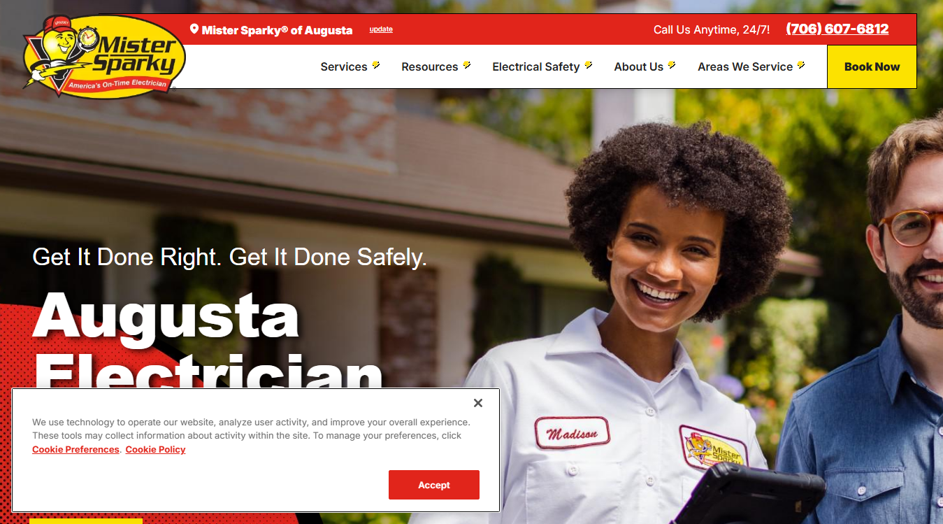 Website screenshot for Mister Sparky of Toledo