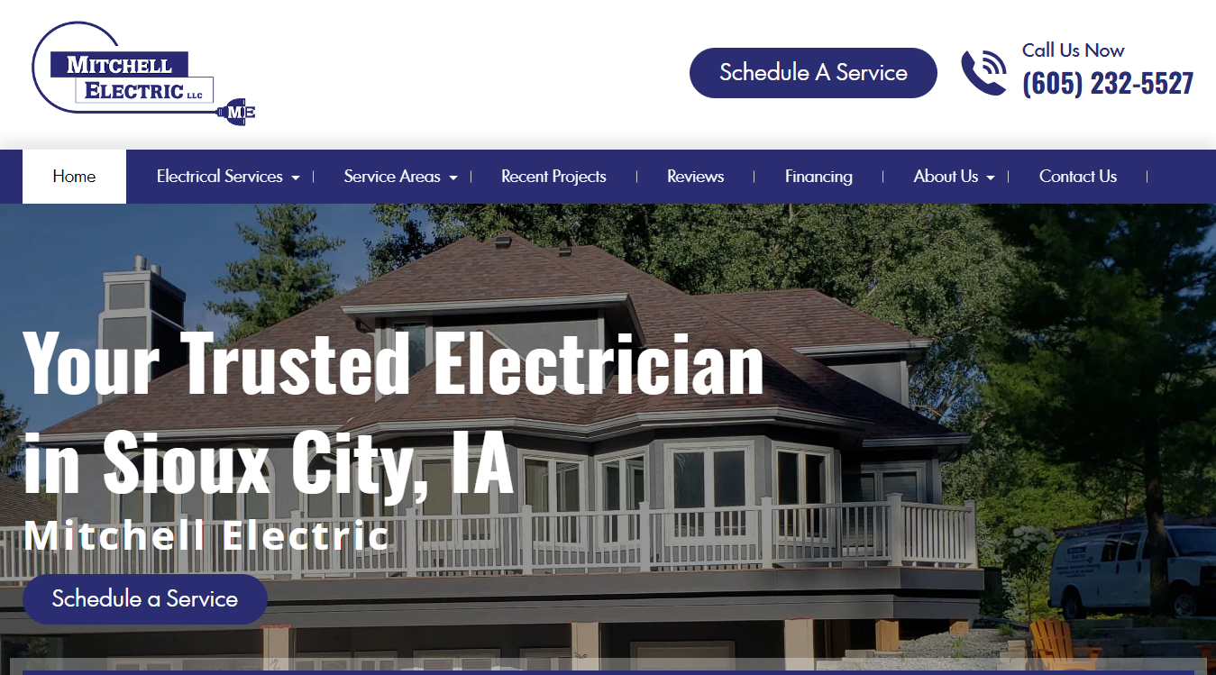 Website screenshot for Mitchell Electric