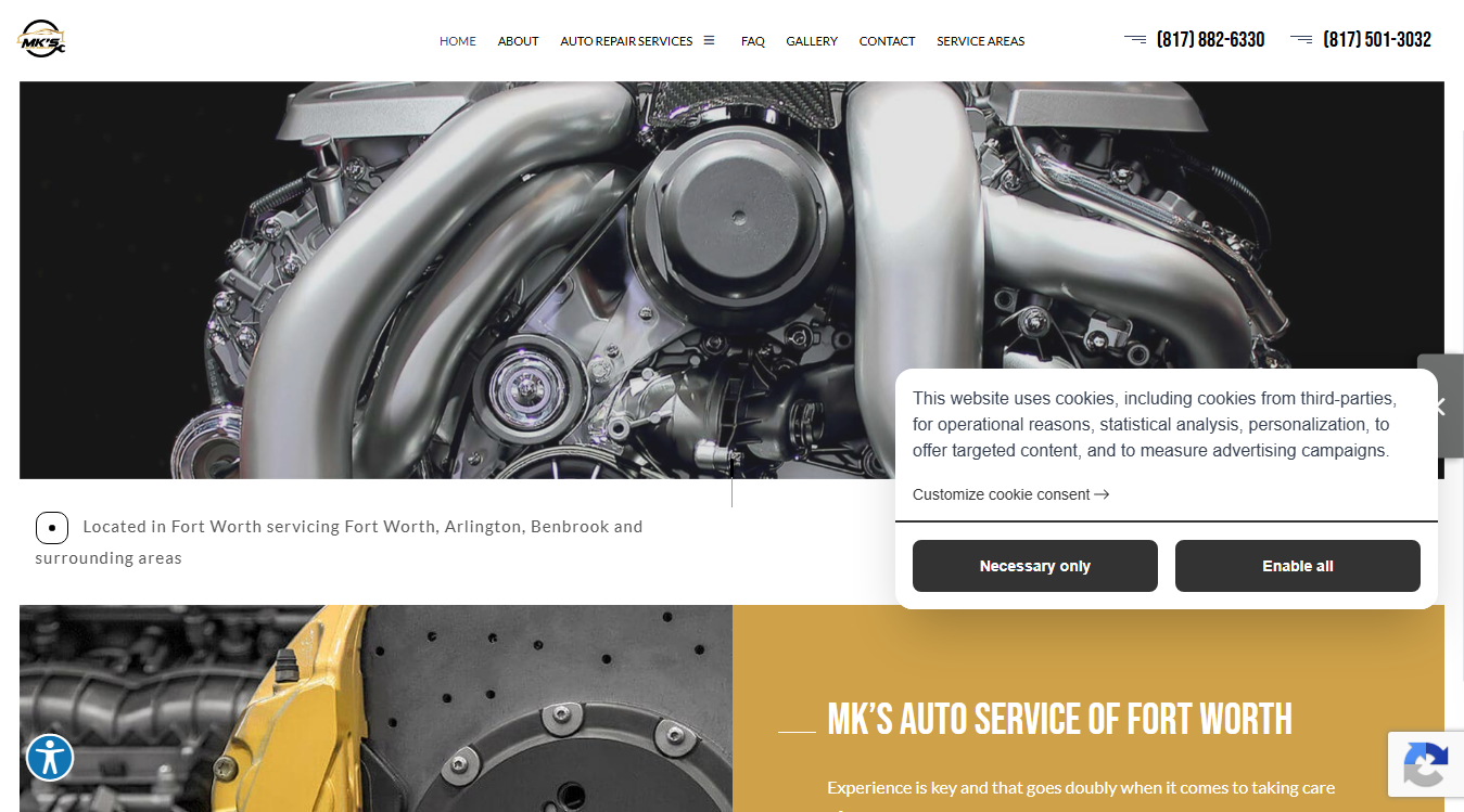 Website screenshot for MK's Auto Service LLC