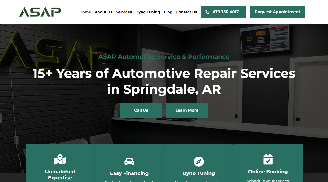 Website screenshot for Mobile Auto Services