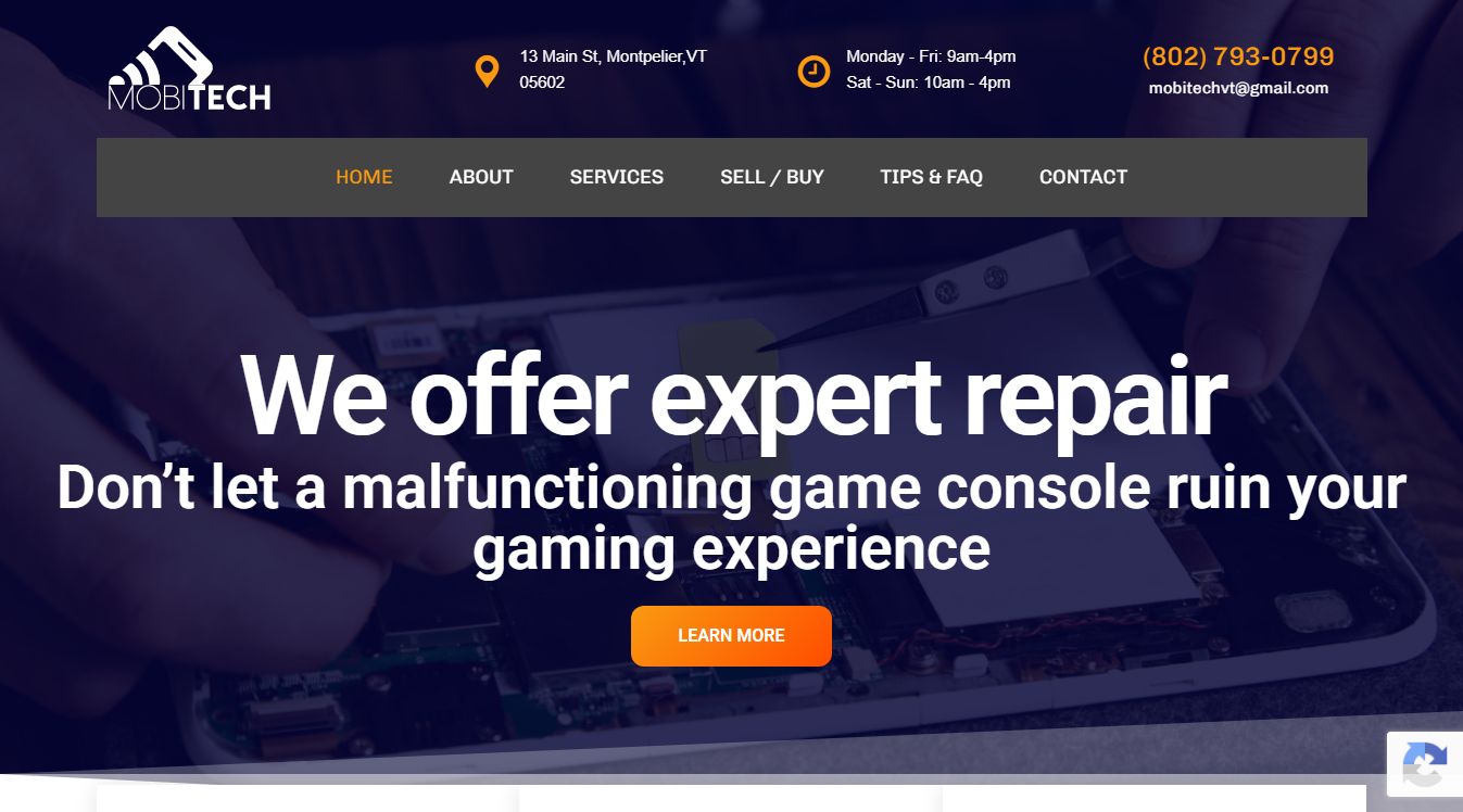 Website screenshot for MobiTech