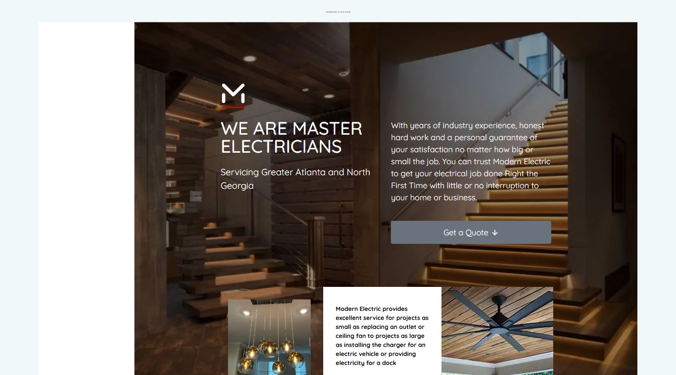 Website screenshot for Modern Electric