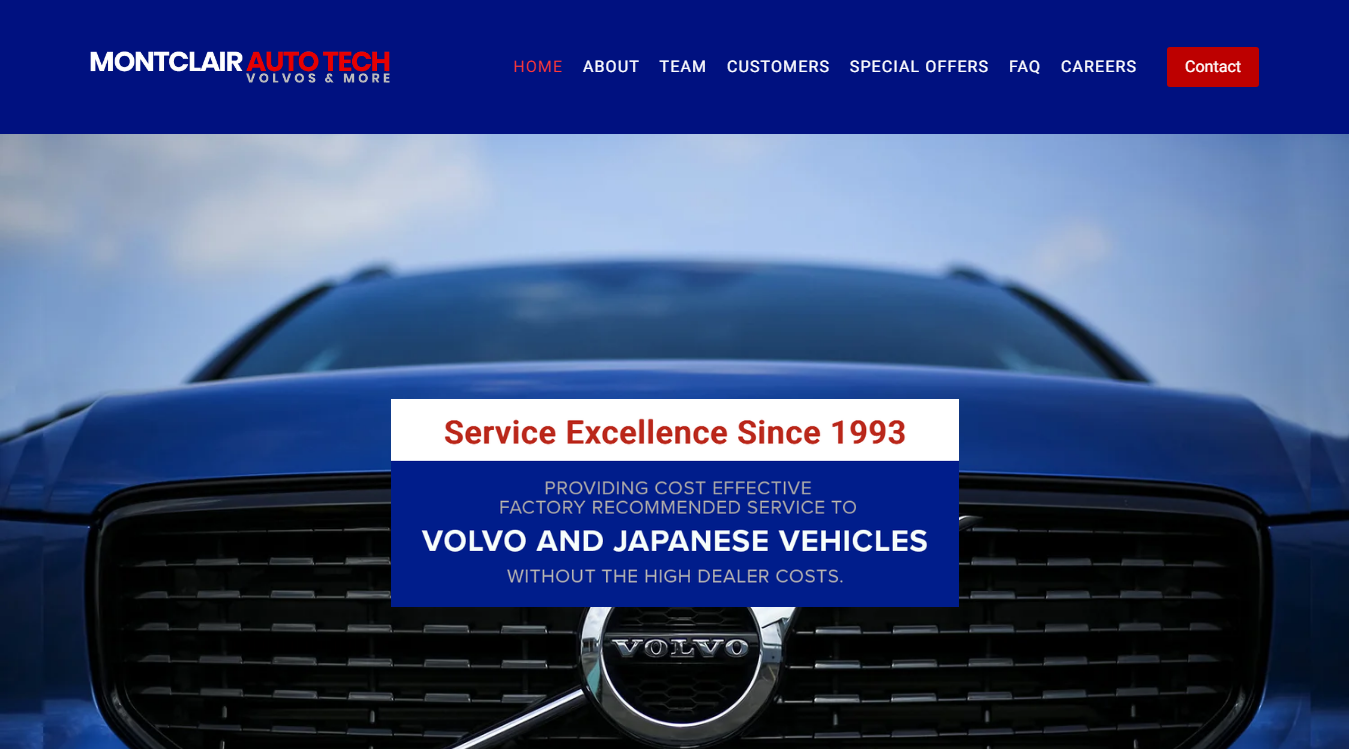 Website screenshot for Montclair Auto Tech