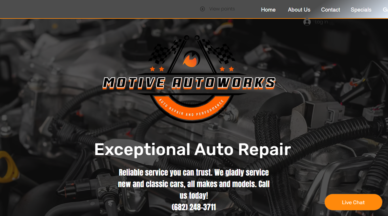 Website screenshot for Motive Autoworks - Auto Repair & Performance
