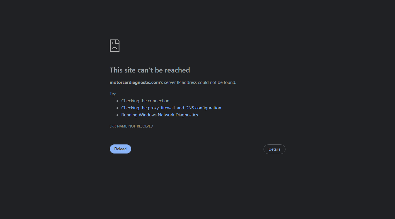 Website screenshot for Motorcar Diagnostic Systems