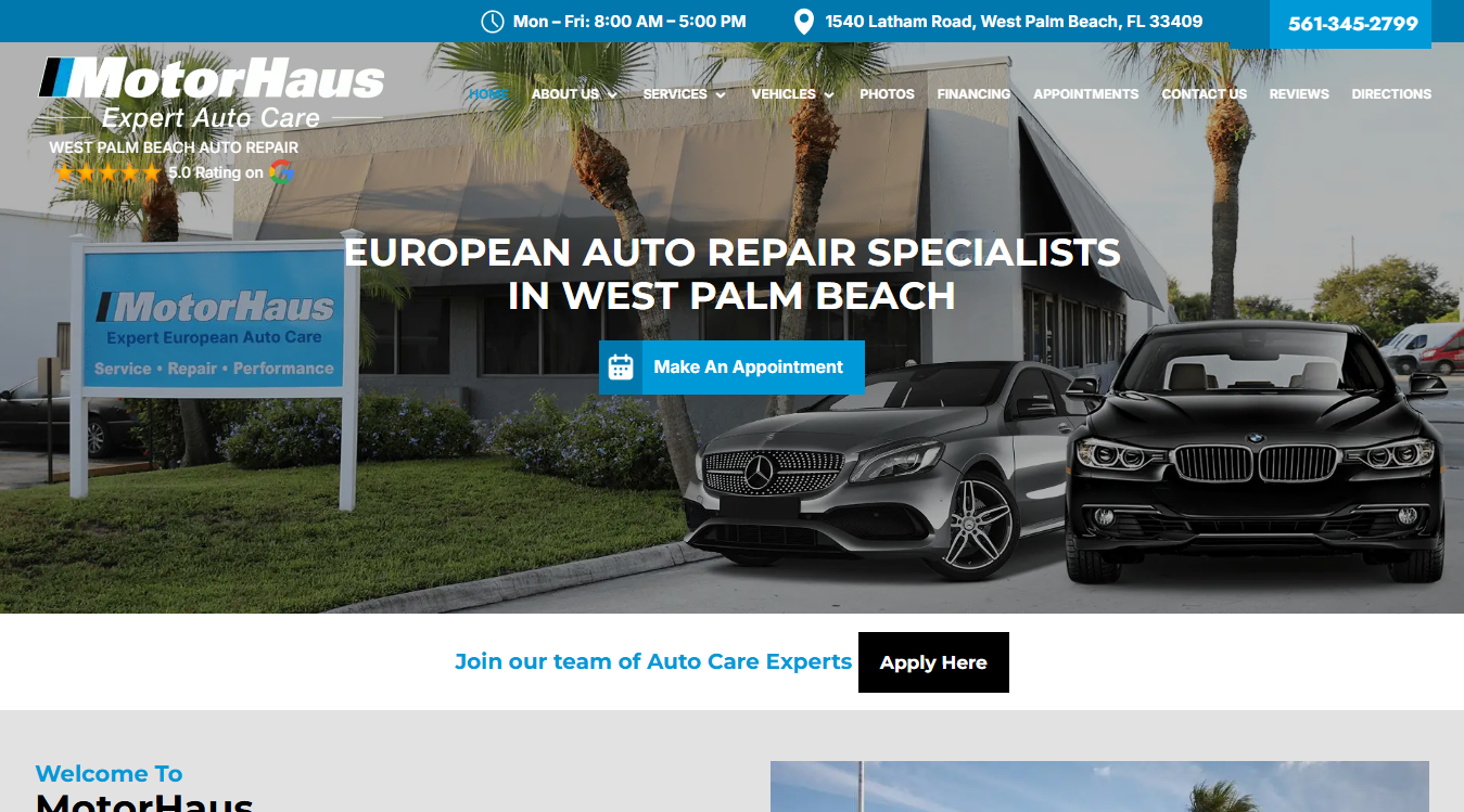 Website screenshot for MotorHaus