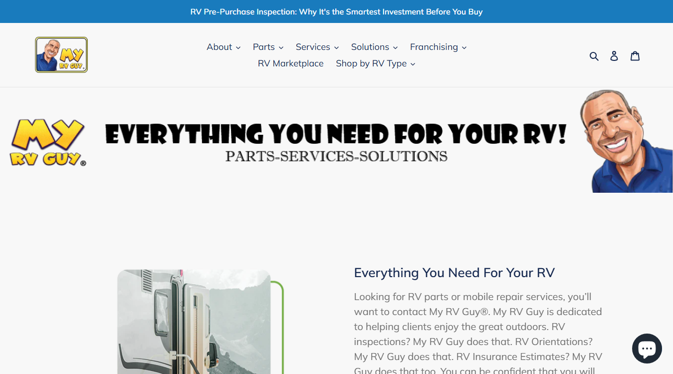 Website screenshot for My RV Guy