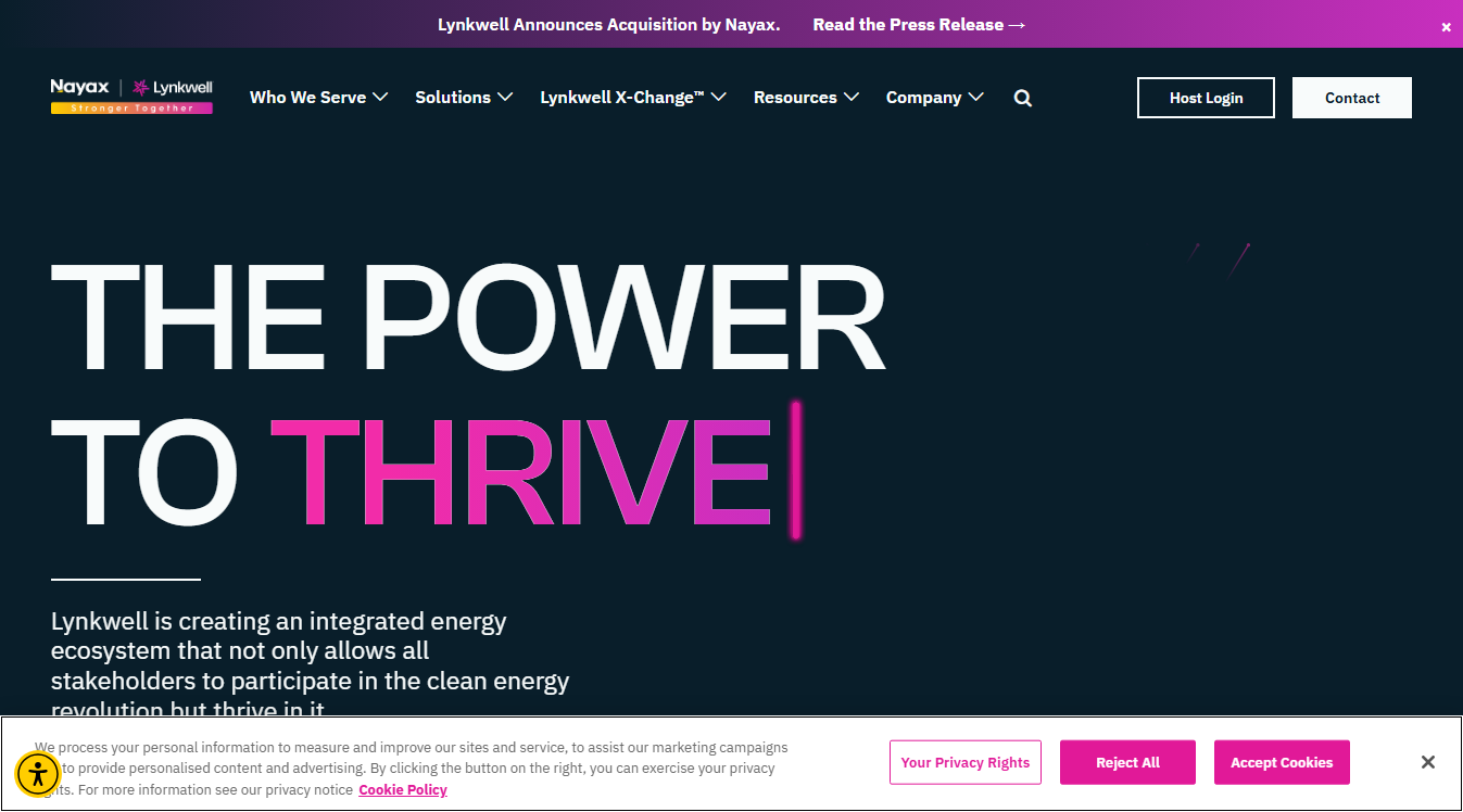 Website screenshot for Nayax Charging Station