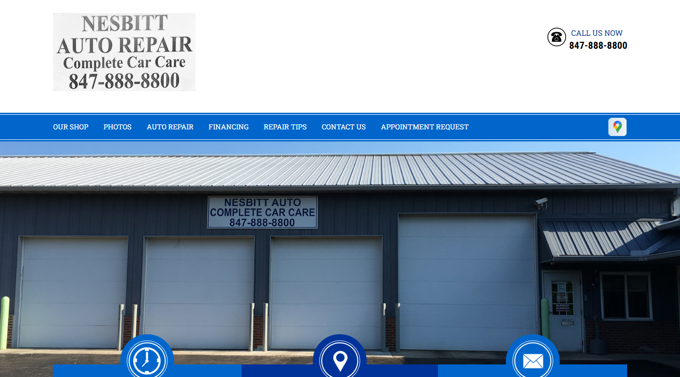 Website screenshot for Nesbitt Auto Repair