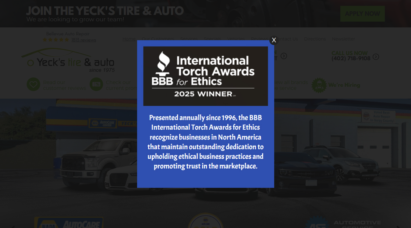 Website screenshot for New Brunswick Auto Repairs