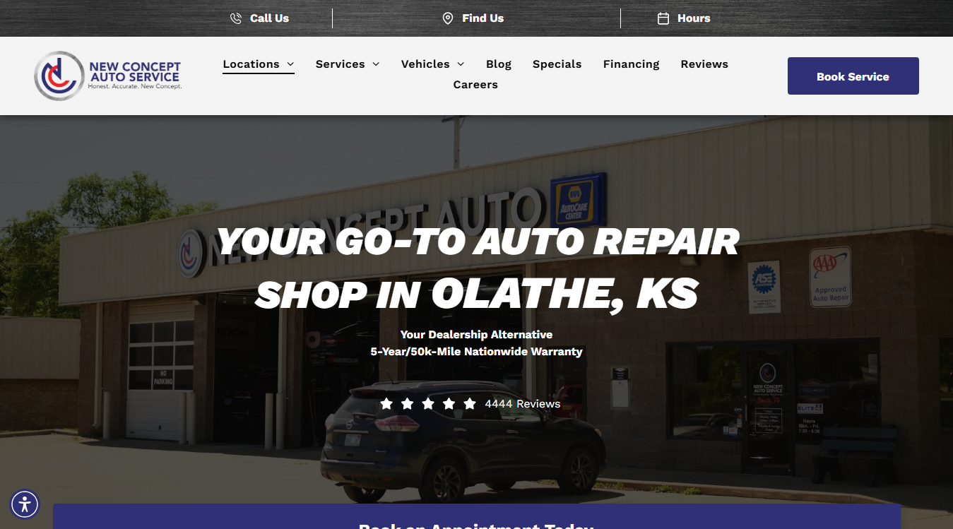 Screenshot of New Concept Auto Service - Overland Park
