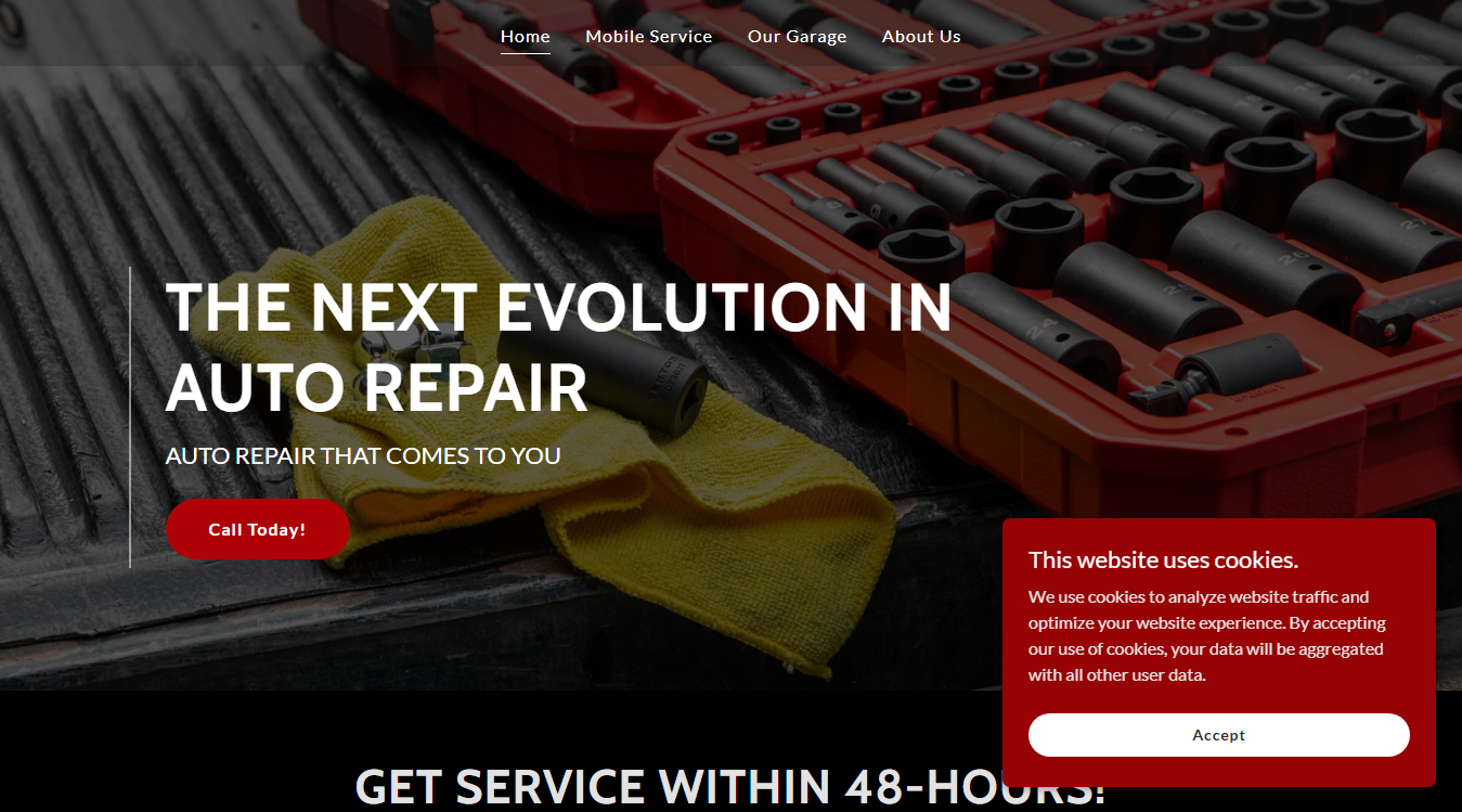 Website screenshot for New Hampshire Mobile Mechanics