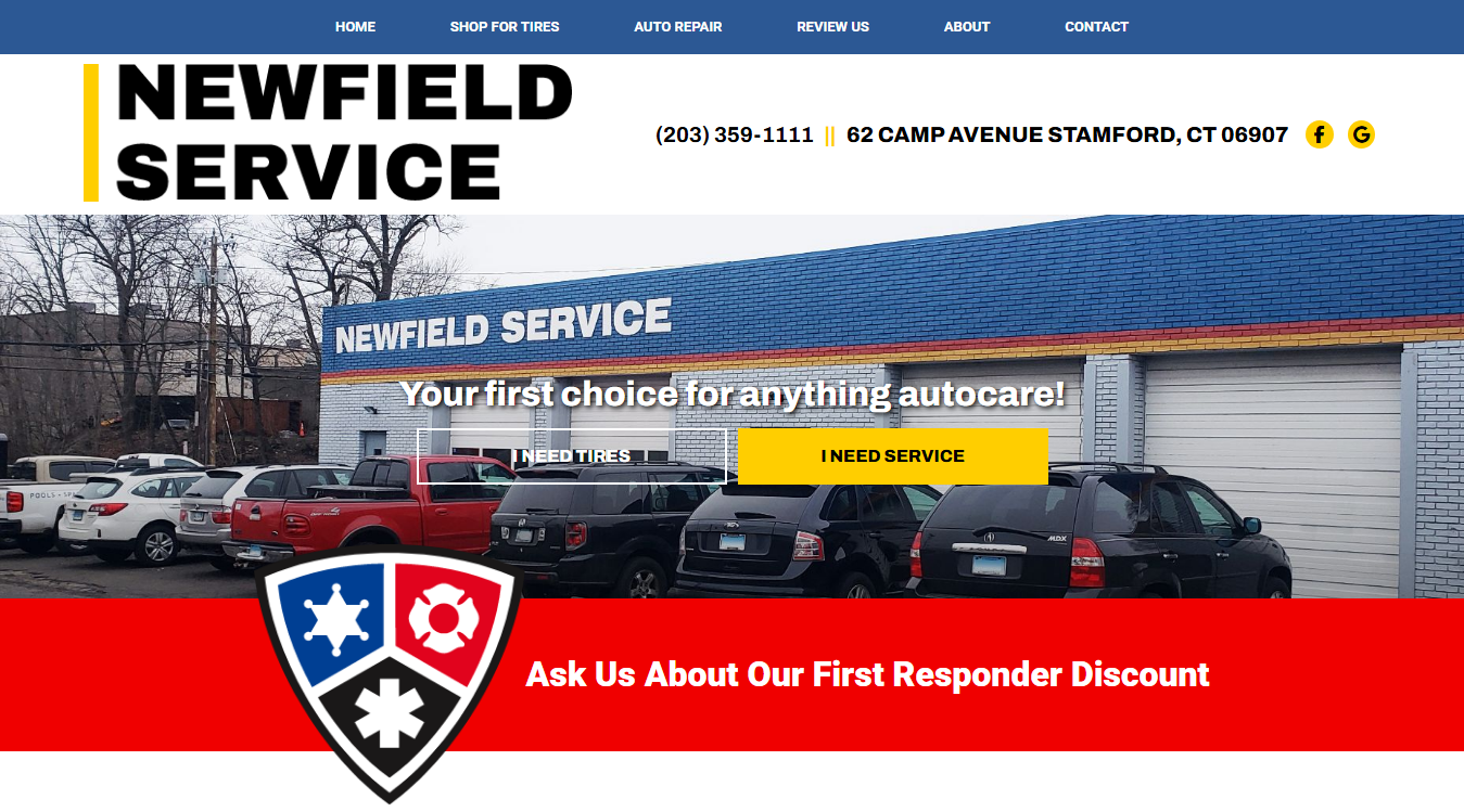Website screenshot for Newfield Service
