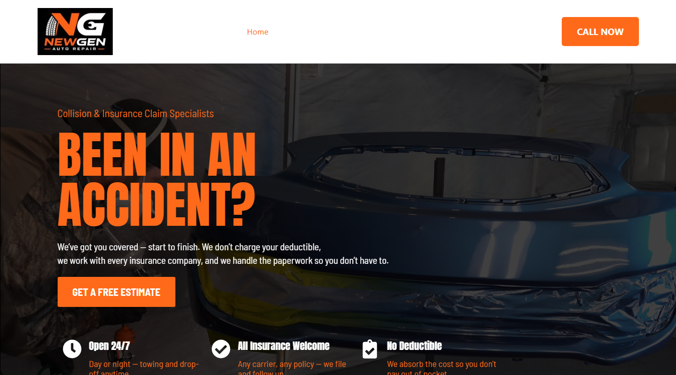 Website screenshot for NewGen Auto Repair