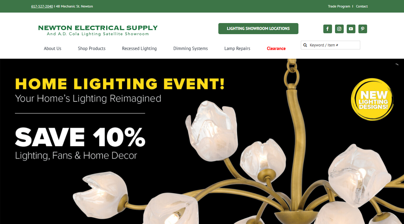 Website screenshot for Newton Electrical Supply
