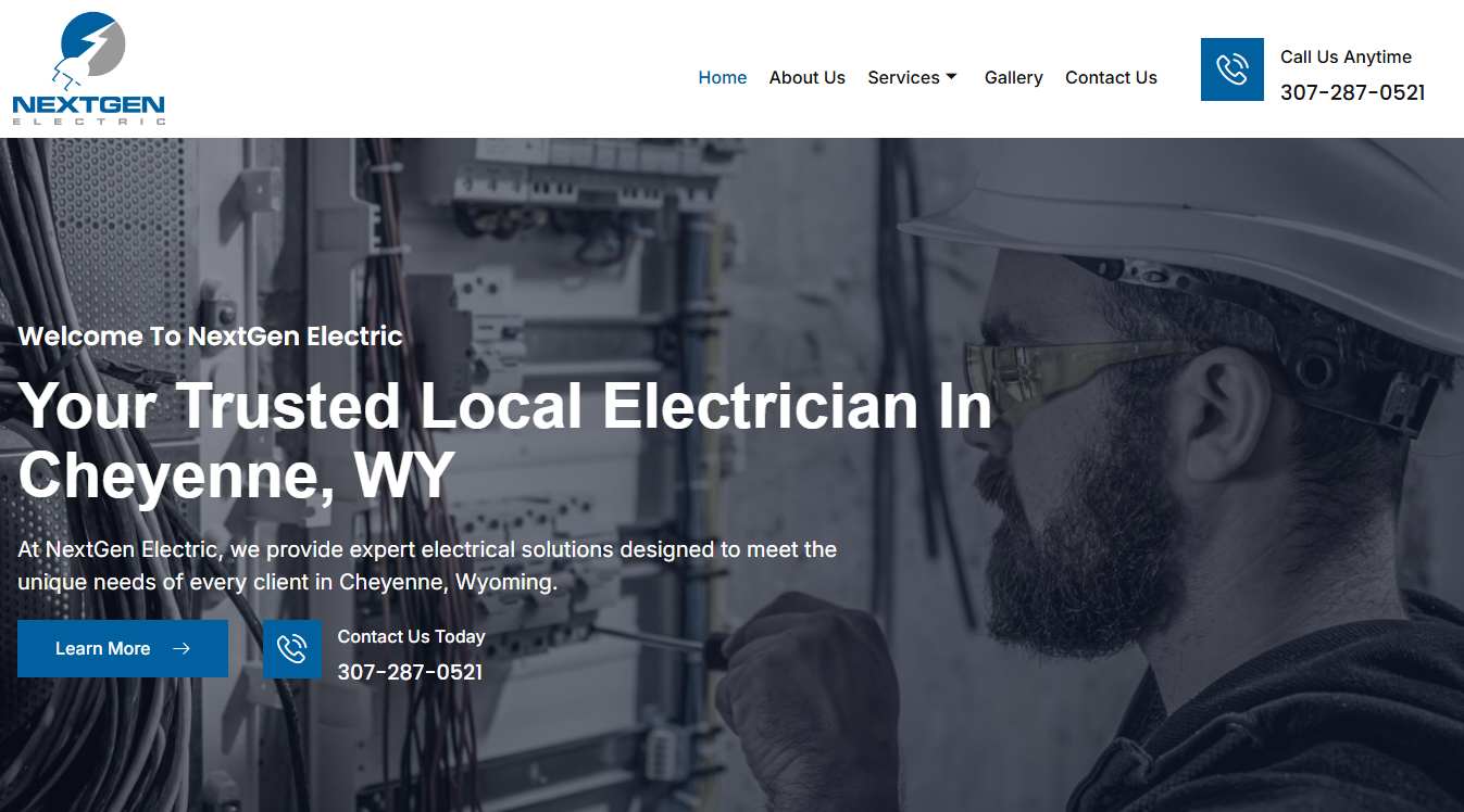 Website screenshot for NextGen Electric LLC