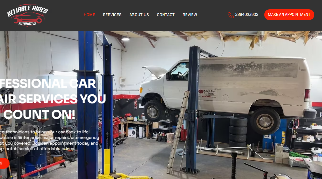 Website screenshot for Nikola's Auto Center