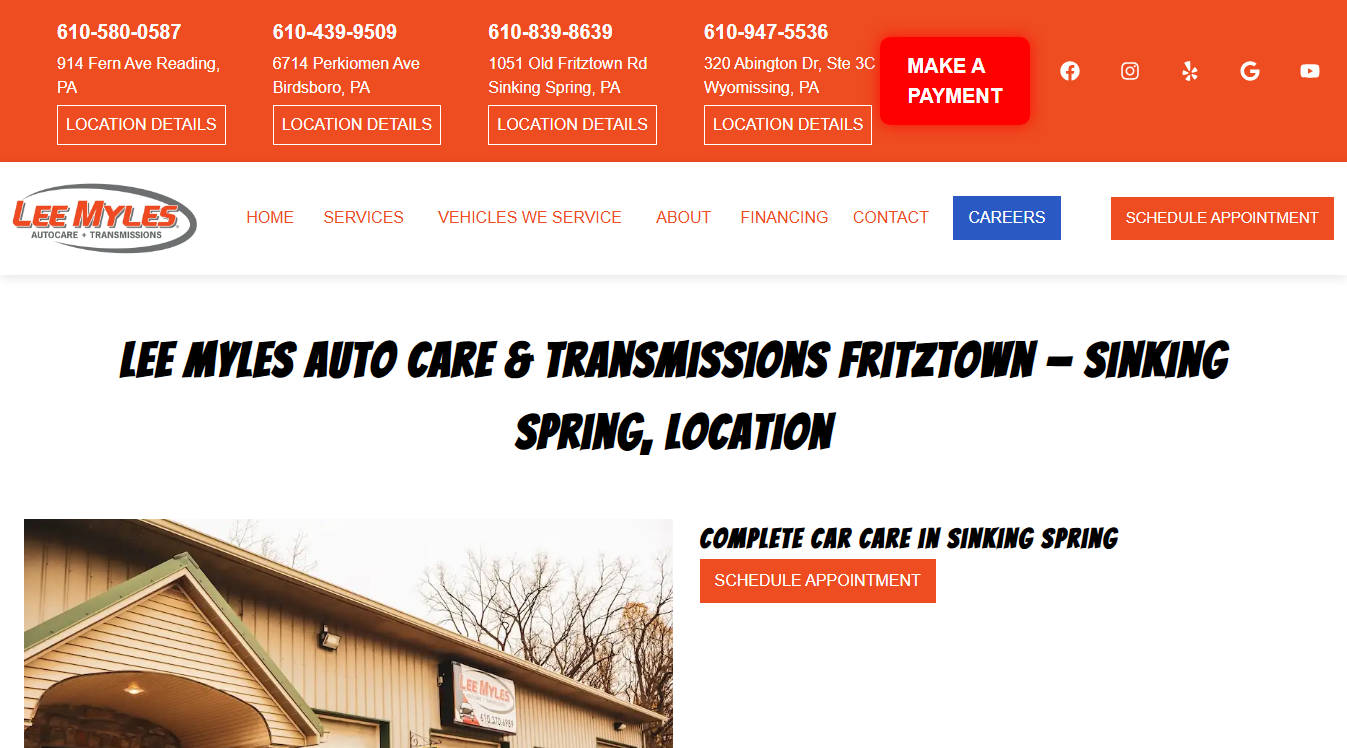 Website screenshot for North 281 Auto Repair