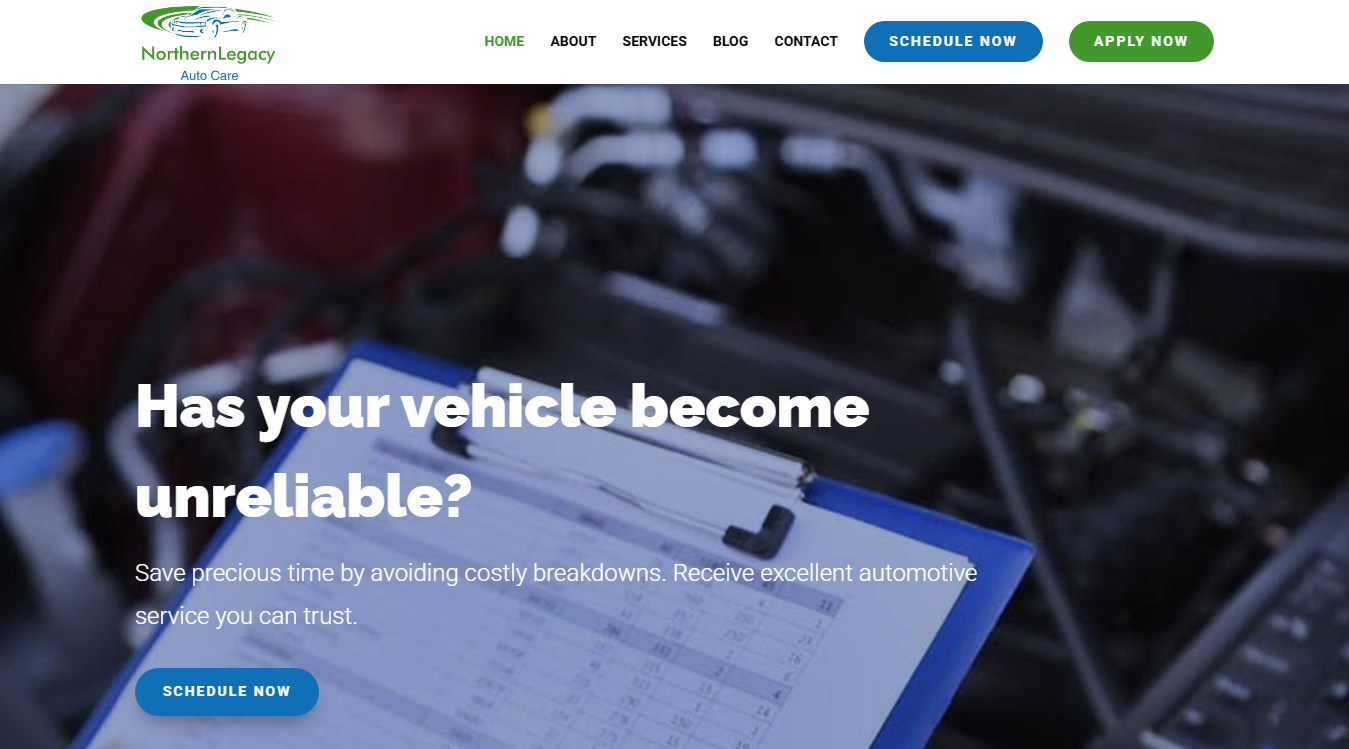 Website screenshot for Northern Legacy Auto Care LLC