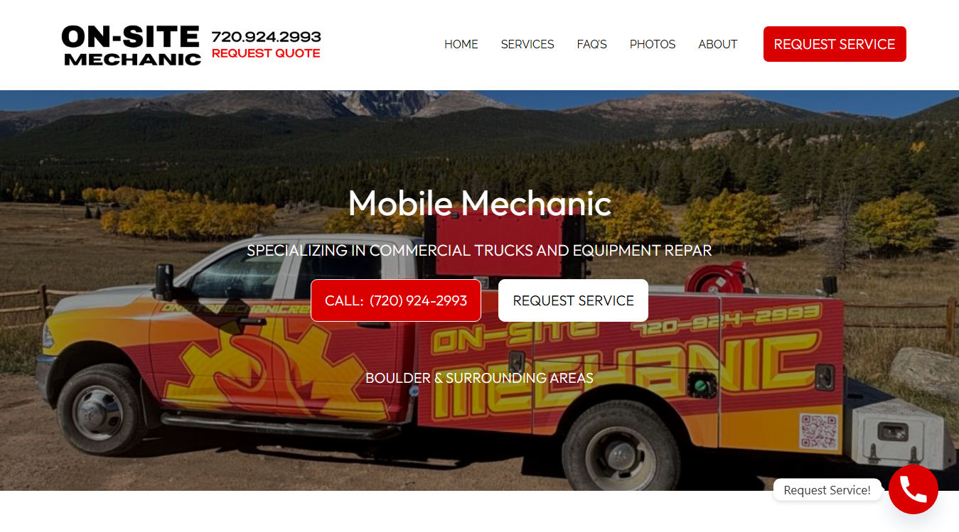 Website screenshot for On-Site Mechanic Mobile Mechanic