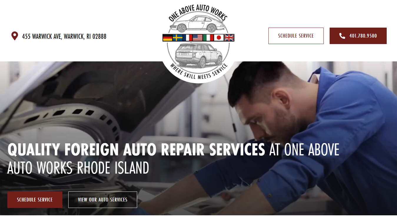 Website screenshot for One Above Auto Works