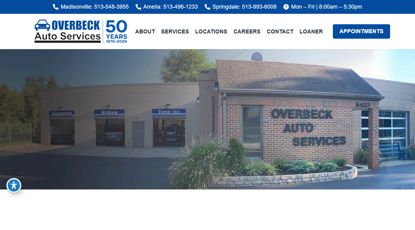 Website screenshot for Overbeck Auto Services