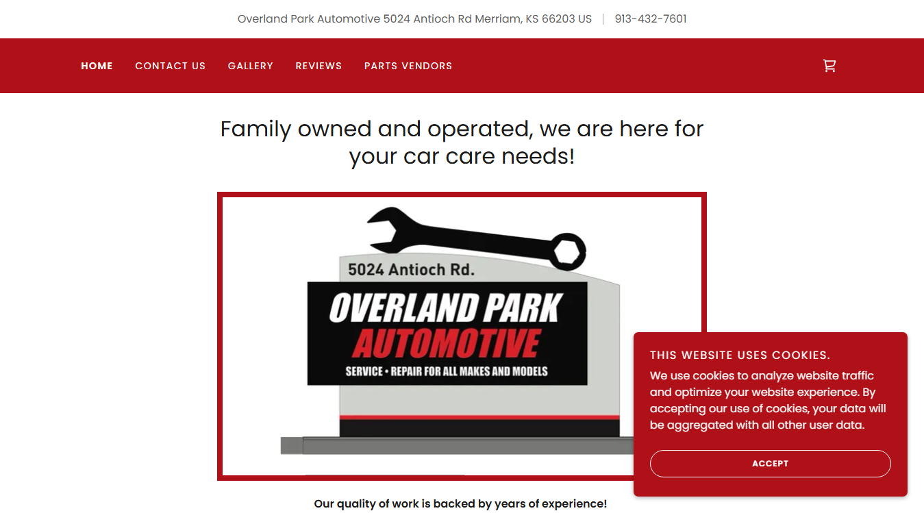 Screenshot of Overland Park Automotive