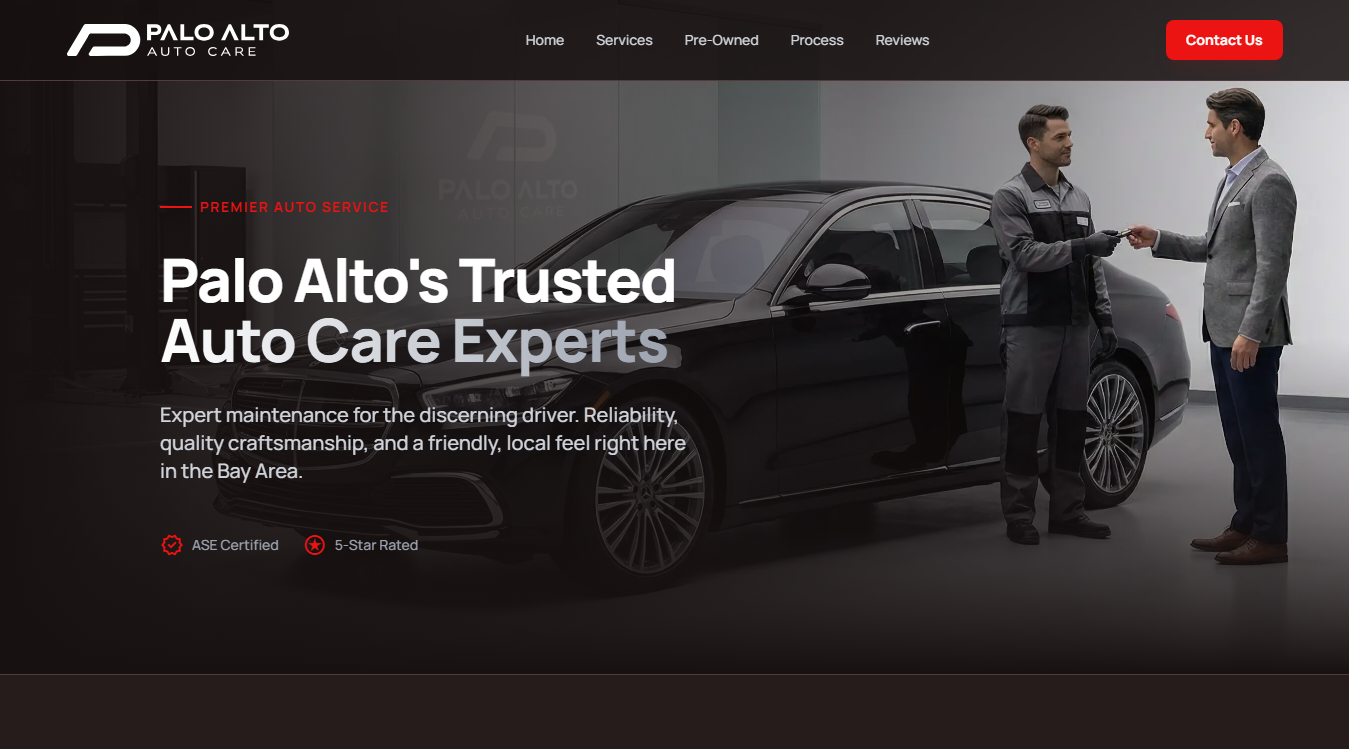 Website screenshot for PALO ALTO AUTO CARE