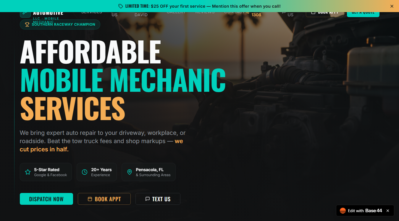 Screenshot of Peak To Pavement Mobile Auto