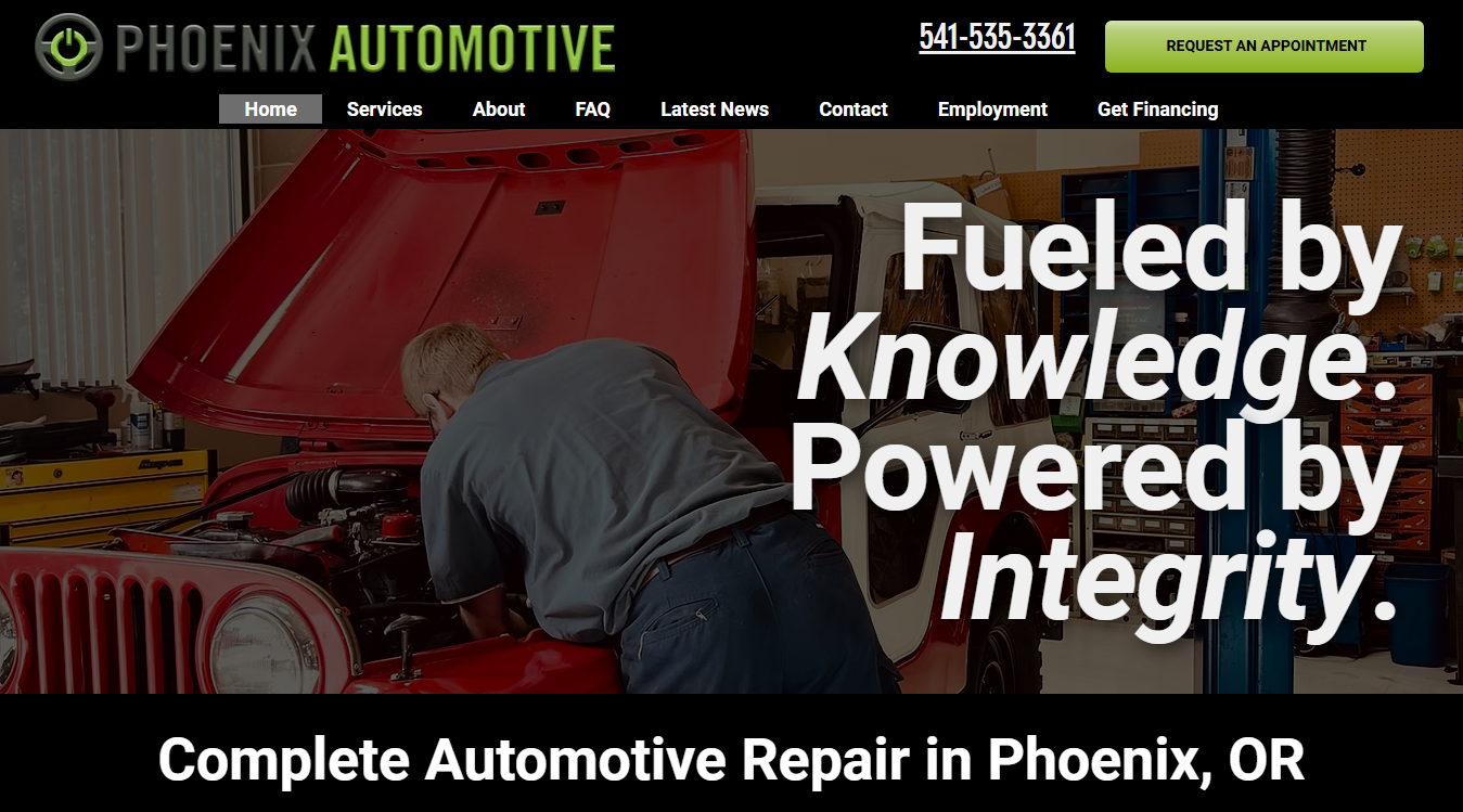 Website screenshot for Phoenix Automotive