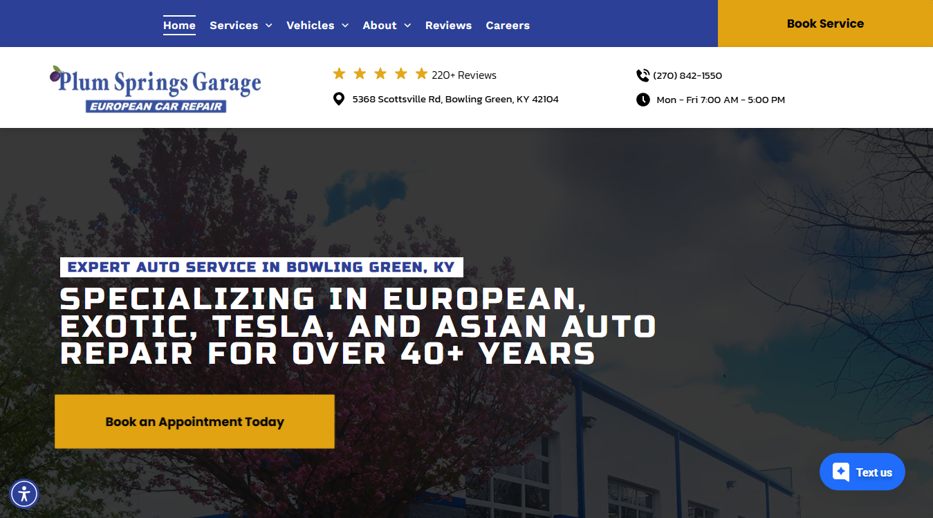 Screenshot of Plum Springs Garage