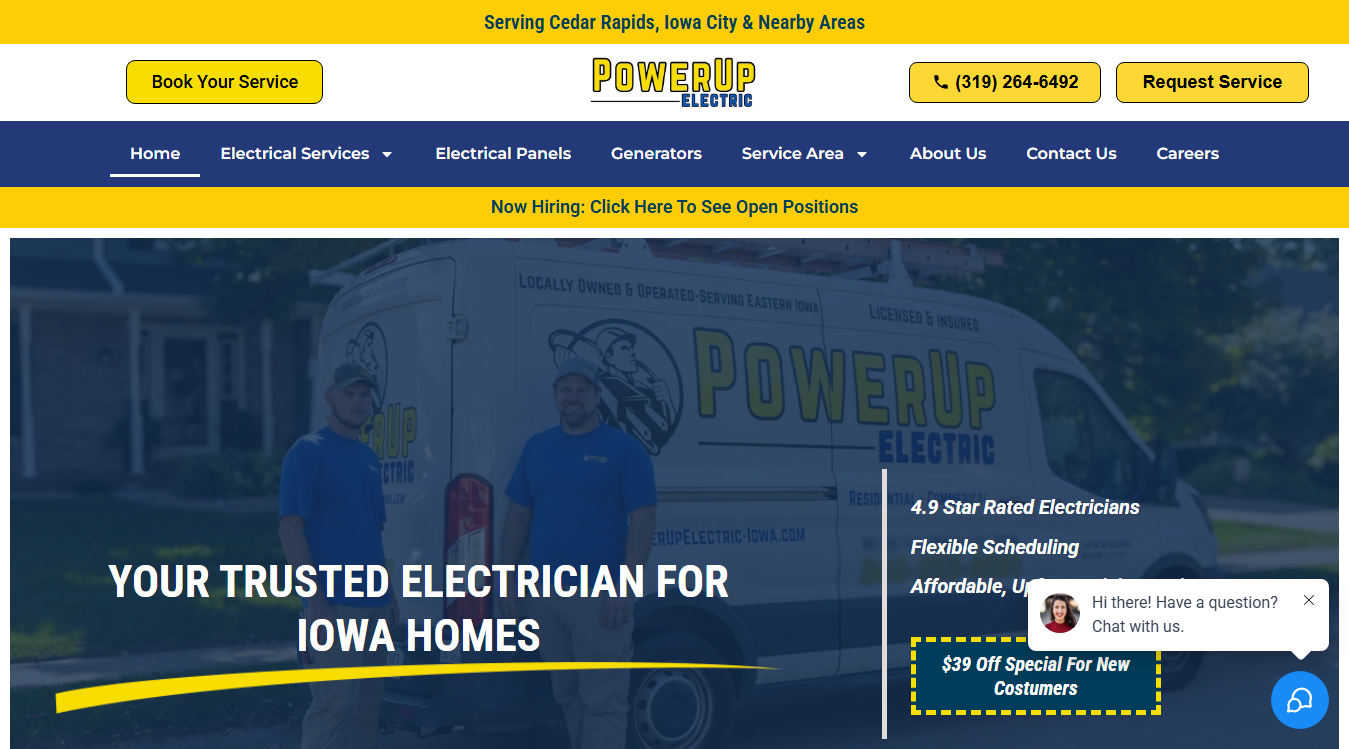 Website screenshot for PowerUp Electric