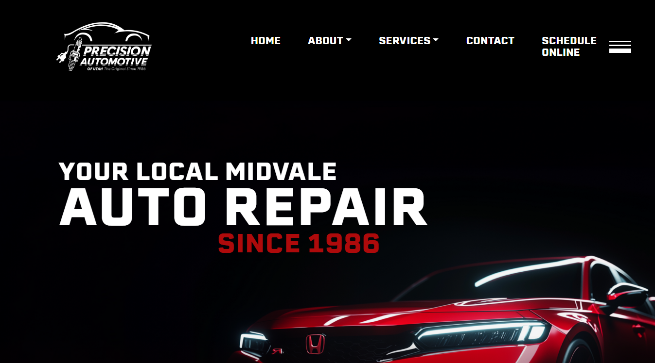 Website screenshot for Precision Automotive of Utah