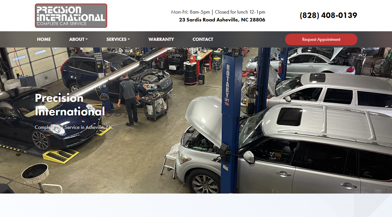 Website screenshot for Precision International