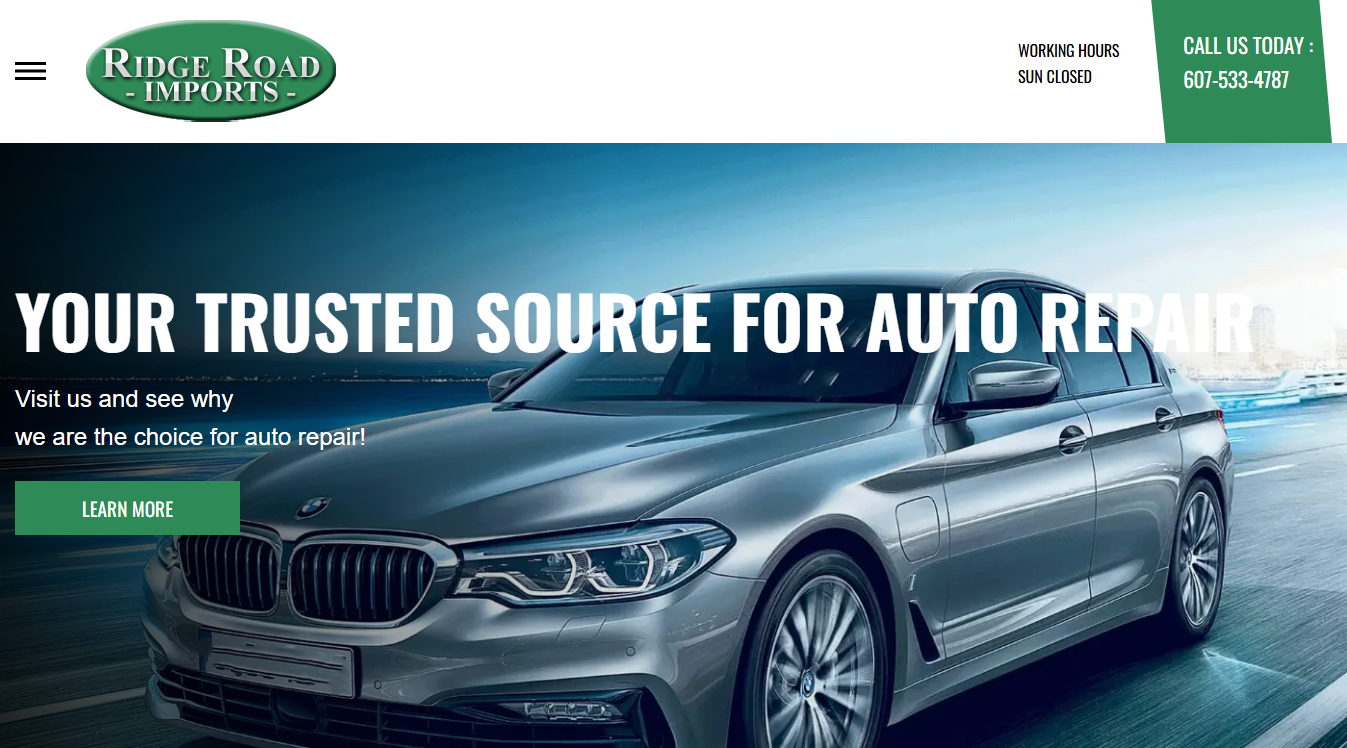 Website screenshot for Premier Auto