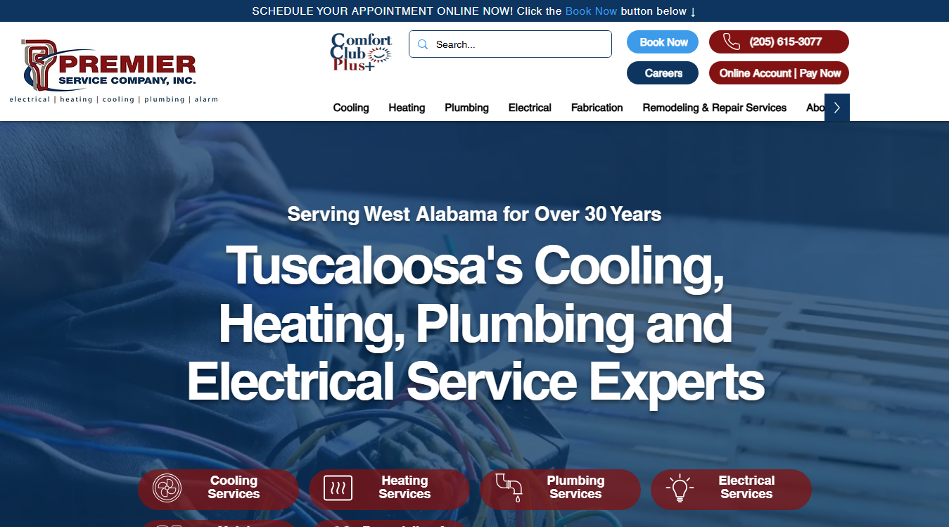 Website screenshot for Premier Service Company Inc