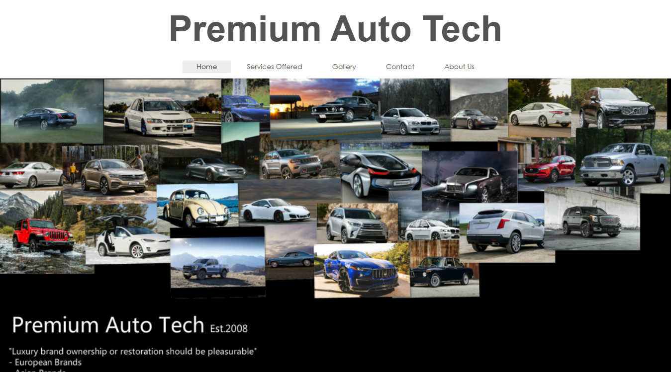 Website screenshot for Premium Auto Tech